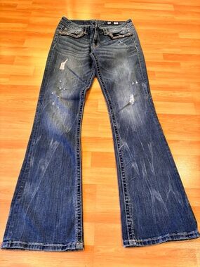 Miss Me Distressed Mid - Rise Boot Cut Jeans